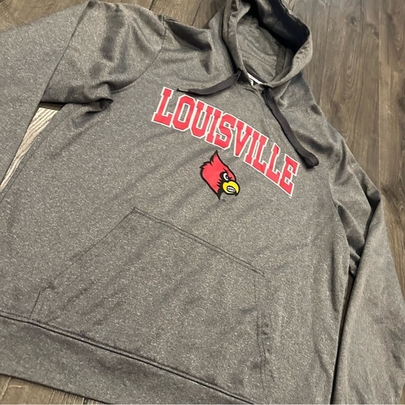 Louisville Cardinals Hoodie Sweatshirt J. America Size L Gray Drawstring NCAA - Picture 3 of 10